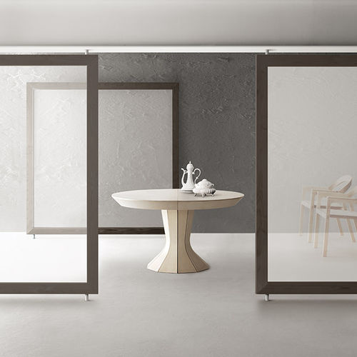 Table contemporaine - OPERA - BAULINE - en bois / avec piètement en aluminium / avec piètement en bois