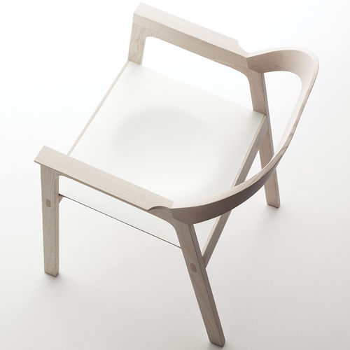 Chaise contemporaine - DIADE - BAULINE - d'intérieur / en cuir / en frêne