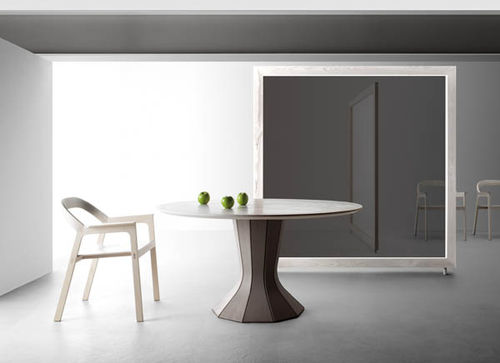 Table contemporaine - OPERA FISSO - BAULINE - en bois / ronde