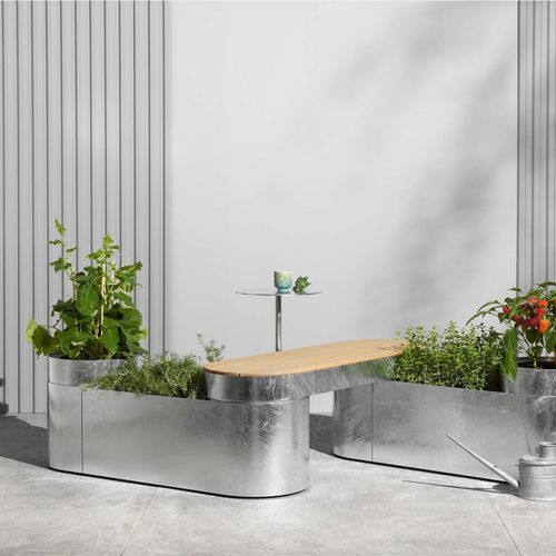 Jardinière en acier galvanisé - EVERGREEN - MIZETTO AB - en bambou / ovale / durable