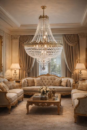 Lustre de style Empire - 00100 series - CRISTALUX LIGHTING DESIGN - en acier inoxydable / en cristal / 6 ampoules