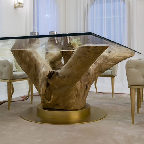 Table design - NATURE - BEBY ITALY SRL - bois / en verre / avec piètement en bois de feuillus
