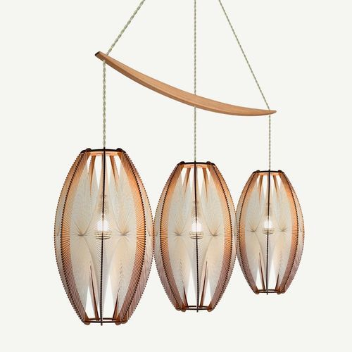 Lustre contemporain - DJEMINO ARC - LAFABLIGHT - en coton / en bois / en chêne