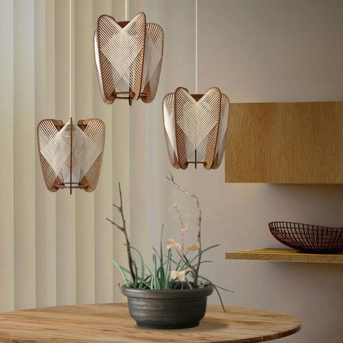 Suspension - ARIOCA CROISÉ - LAFABLIGHT - en coton / en chêne / en bois