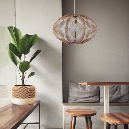 Suspension - ECHINO TRIPLE TWIST  - LAFABLIGHT - en coton / en chêne / en bois
