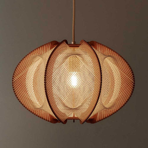 Suspension - ECHINO TWIST CROISÉ - LAFABLIGHT - en coton / en chêne / en bois