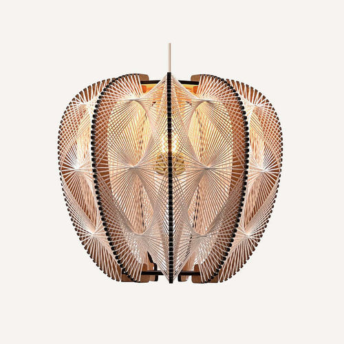 Suspension - LAMPIU TRIPLE TWIST  - LAFABLIGHT - en coton / en chêne / en bois