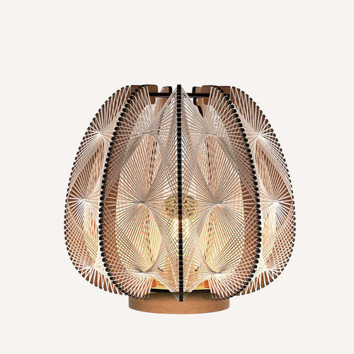 Lampe de table - LAMPIU TRIPLE TWIST  - LAFABLIGHT - en coton / en chêne / en bois