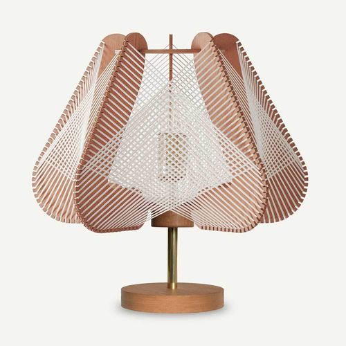 Lampe sur pied - NOTOCA CROISÉ - LAFABLIGHT - de table / en chêne / en coton