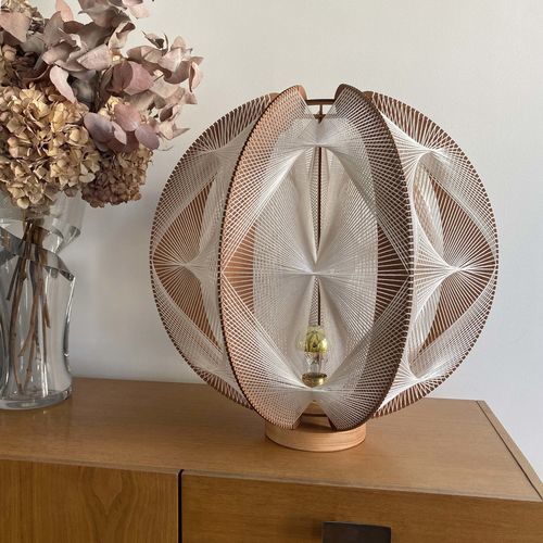 Lampe de table - ASTROFI TRIPLE TWIST  - LAFABLIGHT - de sol / en chêne / en coton