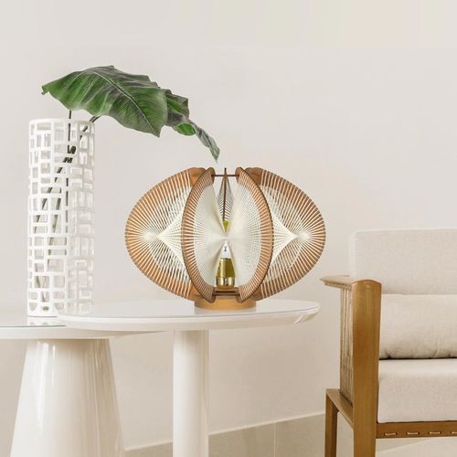 Lampe de table - ECHINO TWIST - LAFABLIGHT - en coton / en chêne / en bois