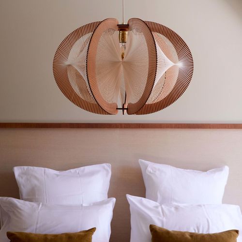 Suspension - ECHINO L TWIST - LAFABLIGHT - en coton / en chêne / en bois