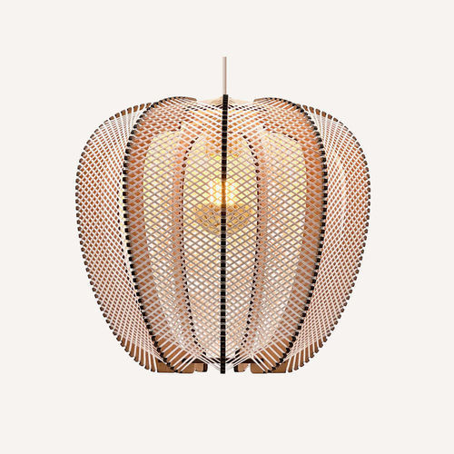 Suspension - LAMPIU CROISÉ - LAFABLIGHT - en coton / en chêne / en bois