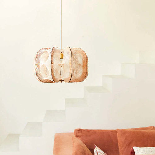 Suspension - DRUMJEE 9 TRIPLE TWIST - LAFABLIGHT - en coton / en chêne / en bois