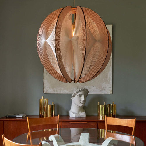 Suspension - ASTROFI L - LAFABLIGHT - en coton / en chêne / en bois