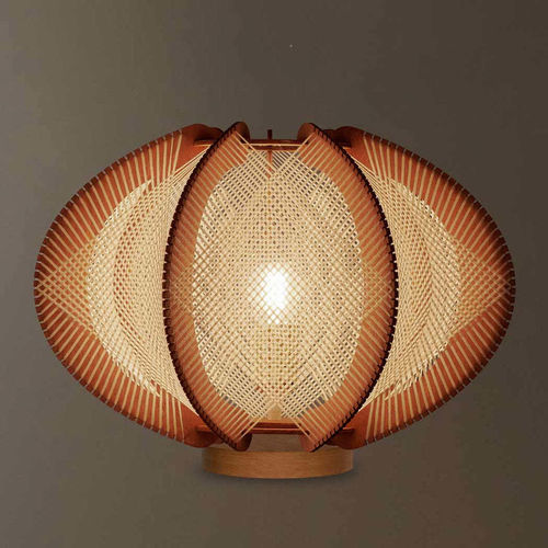 Lampe de table - ECHINO CROISÉ - LAFABLIGHT - en chêne / en coton / en bois