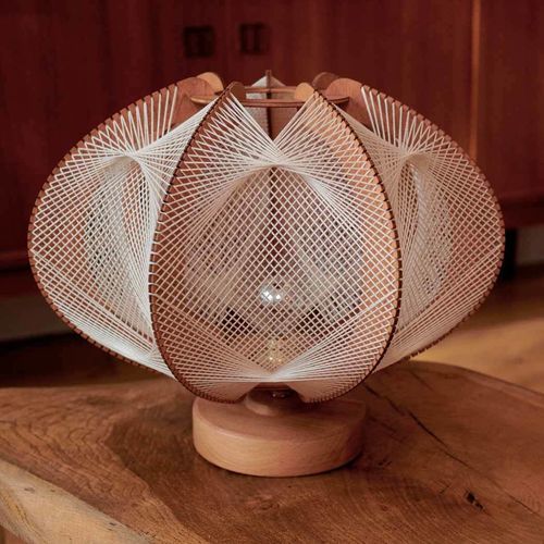 Lampe de table - ECHINO TWIST CROISÉ - LAFABLIGHT - en chêne / en coton / en bois