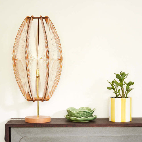 Lampe sur pied - DJEMINO - LAFABLIGHT - de table / en chêne / en coton