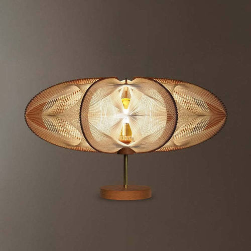 Lampe sur pied - ETIOLA TRIPLE TWIST  - LAFABLIGHT - en chêne / bois / en coton