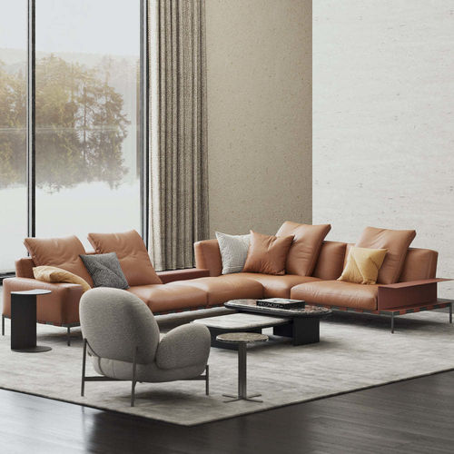 Fauteuil contemporain - YUN MENG  - DASH CASA GROUP CO.LTD - en mousse de polyuréthane / en tissu / en acier à revêtement par poudre