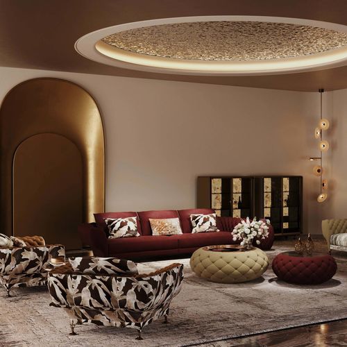 Table basse contemporaine - GOLF THEMED - DASH CASA GROUP CO.LTD - en laiton / en cuir / en marbre
