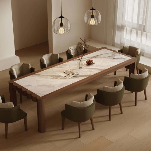 Table à manger contemporaine - SHAN ZHU  - DASH CASA GROUP CO.LTD - en bois massif / en noyer américain / en marbre