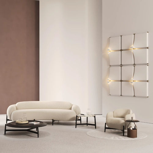 Fauteuil contemporain - PEBBLE  - DASH CASA GROUP CO.LTD - en tissu / en bois massif / tapissé
