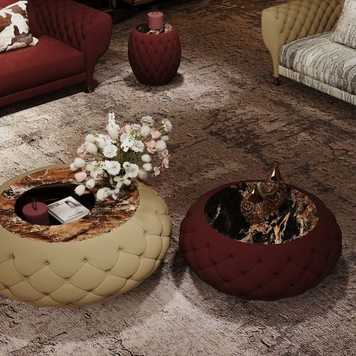 Table basse contemporaine - GOLF THEMED  - DASH CASA GROUP CO.LTD - en laiton brossé / en cuir / en marbre