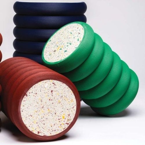 Pot de fleur en plastique - KÁVOS 01 - BlueCycle - en terrazzo / à poser / circulaire