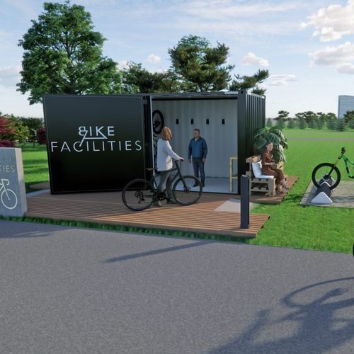 Abri vélo à conteneur - BF - Manlu - avec panneau solaire / pour vélo électrique / recyclable