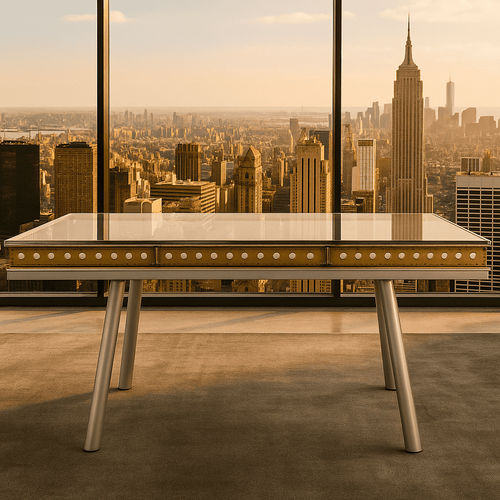 Table de conférence en pièces d'avion - SLOT - Skypak - design original / en bois / en verre