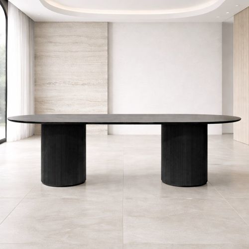 Table à manger contemporaine - DBF 627 - UAB "Dzūkijos baldų fabrikas" - bois / avec piètement en bois / ovale