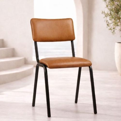 Chaise vintage - BT 105 - UAB "Dzūkijos baldų fabrikas" - d'intérieur / en simili cuir / avec piètement en métal