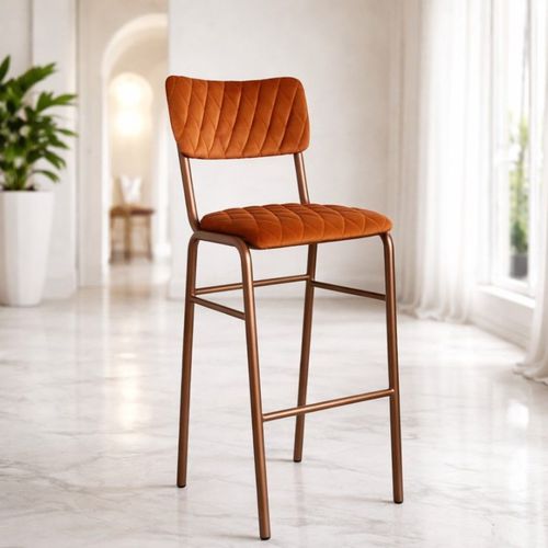 Tabouret de bar vintage - BT 101 - UAB "Dzūkijos baldų fabrikas" - en tissu / avec piètement en métal / 4 pieds