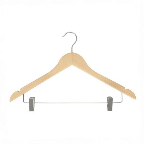 Cintre en bois verni mat - HTPC44_NAT_C - Best Mannequins BV - en acier chromé
