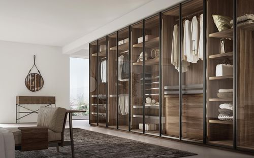 Armoire moderne - ANTA LUCE - benedetti MOBILI - en bois / en verre / à portes battantes