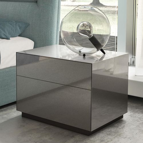 Table de chevet contemporaine - Cubo - benedetti MOBILI - en bois / en verre / rectangulaire