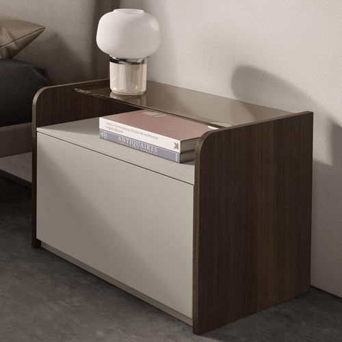 Table de chevet contemporaine - Idea - benedetti MOBILI - en bois / en verre trempé / rectangulaire