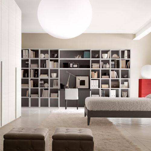 Bureau contemporain - AMICI - WH/GR  - benedetti MOBILI - en bois / droit / gris