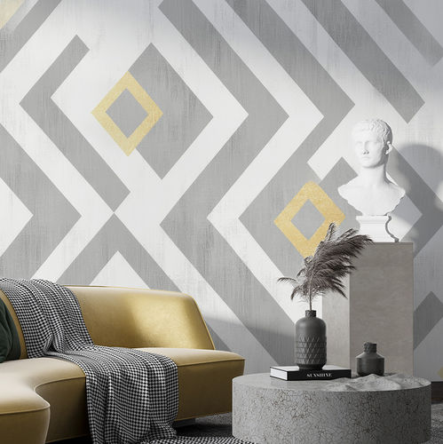 Papier peint contemporain - GILDED SYMMETRY - jaWalls - en textile non-tissé / motif Art déco / à motif géométrique