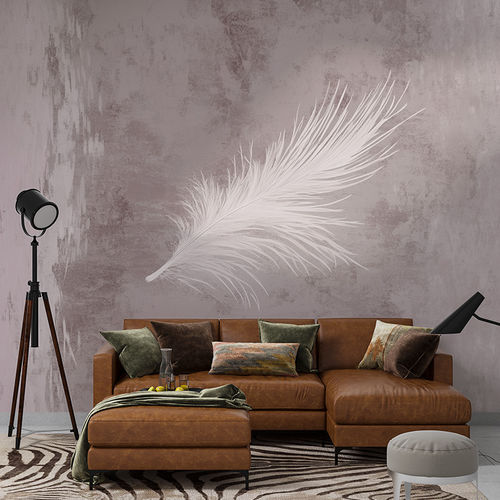 Papier peint contemporain - DANCING FEATHER - jaWalls - en textile non-tissé / à motif personnalisable / figuratif