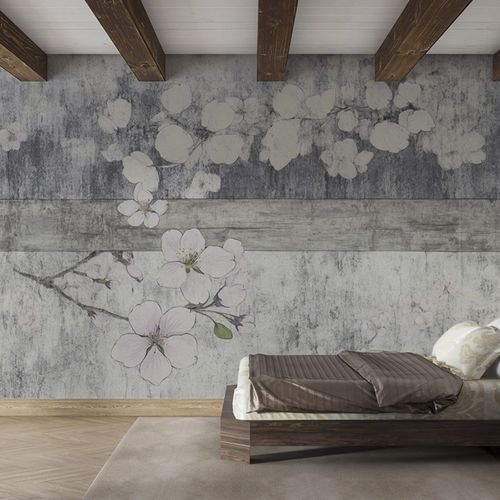 Papier peint contemporain - SILK BLOSSOM - jaWalls - en textile non-tissé / à motif floral / à motif nature