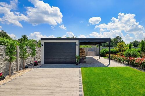 Abri de voiture pour garage - GAR_M08 - GARDEON GmbH - solaire / en acier / 2 places