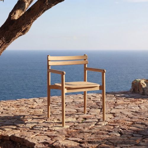 Fauteuil contemporain - VADIM - TICKET FOR THE MOON - en teck / en teck / beige