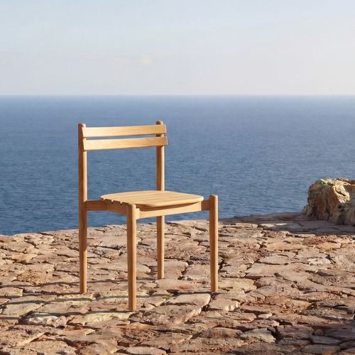 Chaise de jardin contemporaine - VADIM - TICKET FOR THE MOON - pour extérieur / en teck / avec piètement en teck