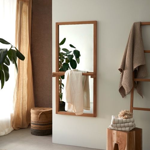 Miroir de salle de bain mural - LUCY - TICKET FOR THE MOON - contemporain / rectangulaire / en bois massif