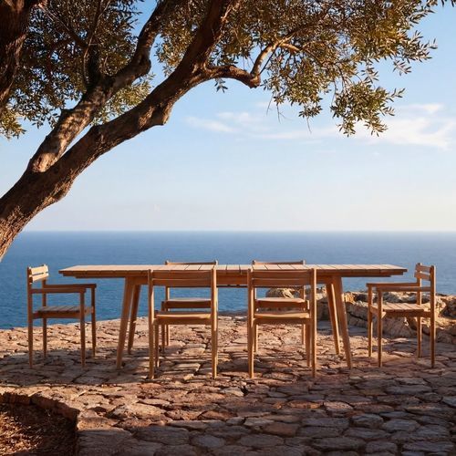 Ensemble table et chaises contemporain - VADIM - TICKET FOR THE MOON - de jardin / pour table à manger / en teck