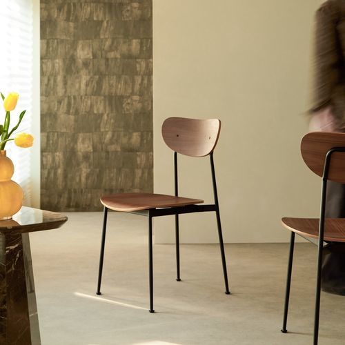 Chaise de salle à manger design industriel - LILO - TICKET FOR THE MOON - pour intérieur / en métal / en noyer
