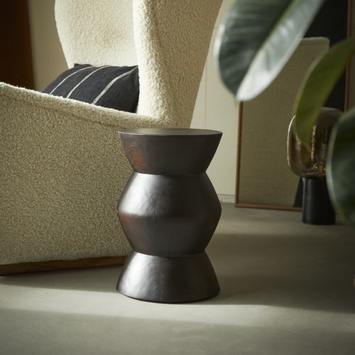 Table d'appoint contemporaine - TERA - TICKET FOR THE MOON - en bois massif / en teck / ronde
