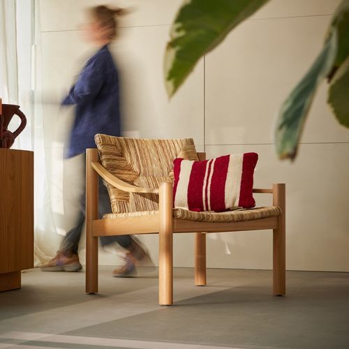 Fauteuil contemporain - JANE - TICKET FOR THE MOON - en lin / en bois massif / en bois verni